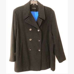 Black double-breasted peacoat